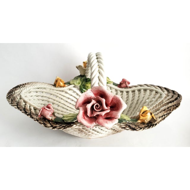 Bowl Centerpiece Spaghetti Porcelain & Roses Italy 1960s For Sale - Image 11 of 13