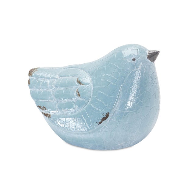 Modern Cracked Terra Cotta Bird Figurine with Distressed Finish (Set of 4) For Sale - Image 3 of 4
