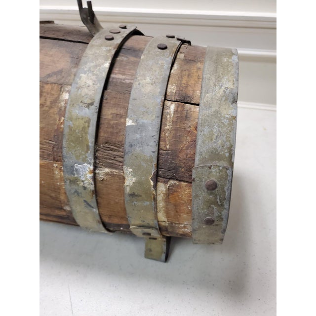 Antique 19th Century Naval Merchantman Grog Barrel With Iron Bale Handle For Sale - Image 4 of 10