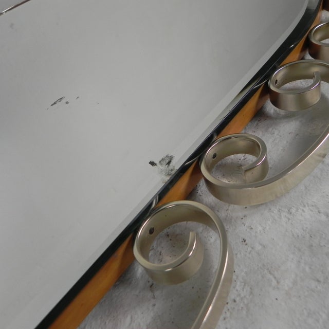 Vintage Faceted Mirror in Aluminum Frame, 1950s For Sale - Image 11 of 13