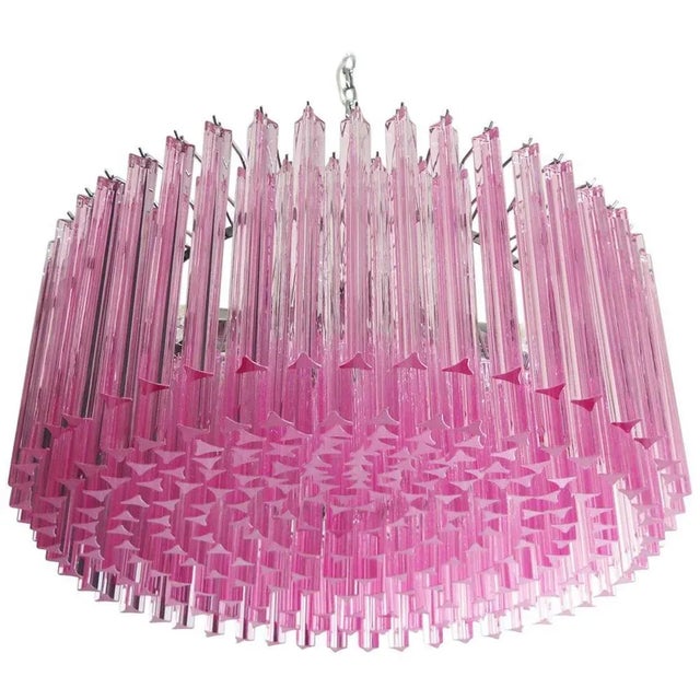 Triedri Glass Chandelier with 265 Pink Prisms For Sale - Image 13 of 13