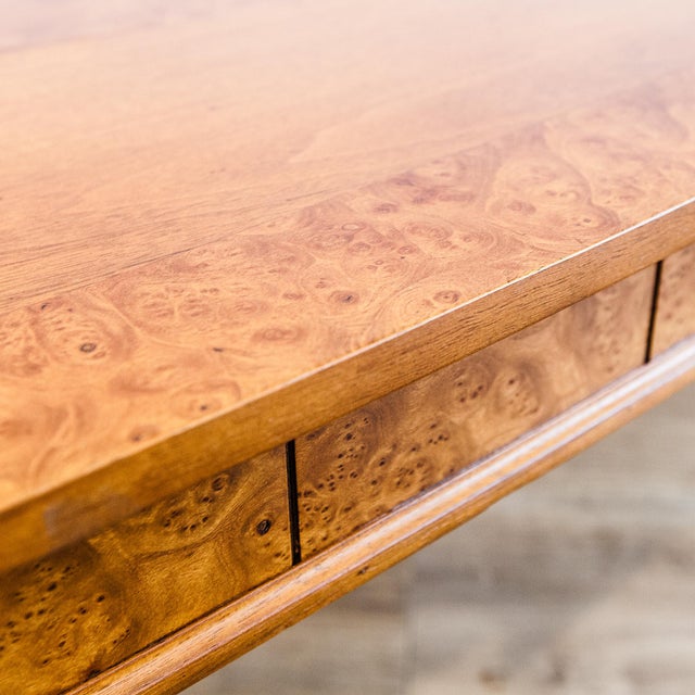 Vintage Mid Century Modern Burlwood Coffee Table With Brass Accents For Sale - Image 13 of 15