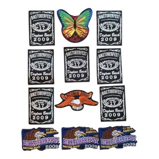 Curated 12-Piece Biker Rally Patch Collection - Sturgis & Biketoberfest 2009 For Sale