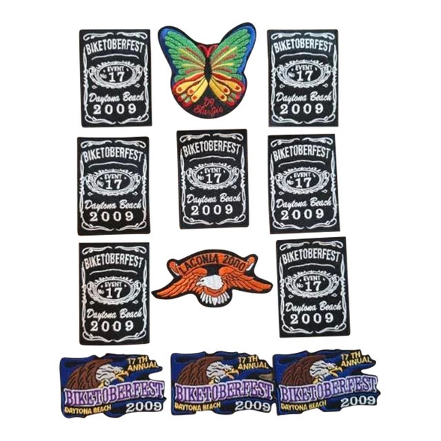 Curated 12-Piece Biker Rally Patch Collection - Sturgis & Biketoberfest 2009 For Sale