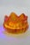 Glass Flower Shaped Glowing Orange Glass Tealight Holder Small Petal Ring Dish 4946b For Sale - Image 7 of 13
