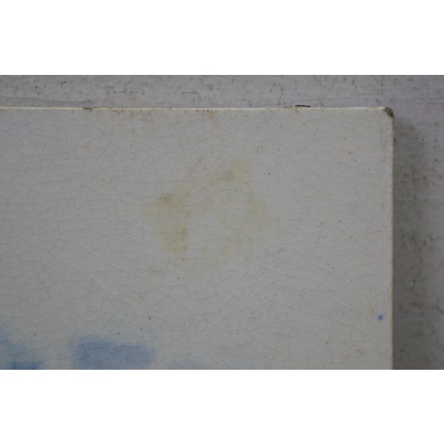 Ceramic Antique Dutch Delft Cobalt Blue Nautical Maritime Rowboat Sailboats Ship Tile 6" For Sale - Image 7 of 11