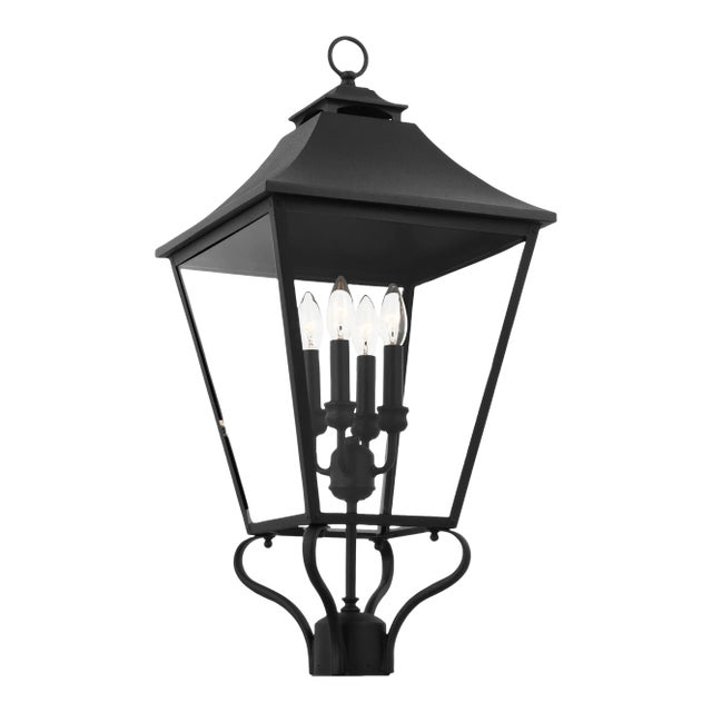Sean Lavin by Visual Comfort Studio Galena 4-Light Outdoor Large Post Lantern in Textured Black For Sale
