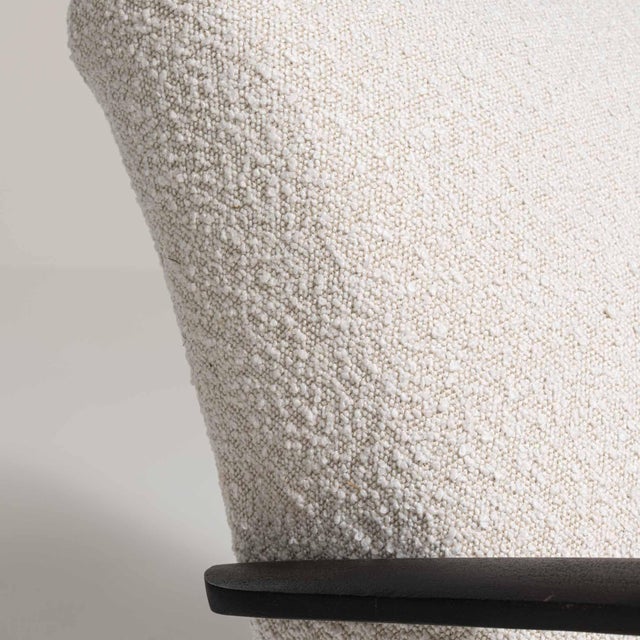 Art Deco 20th Century Czech Republic Warm Ivory Boucle Bentwood-Arm Lounge Chair For Sale - Image 3 of 11