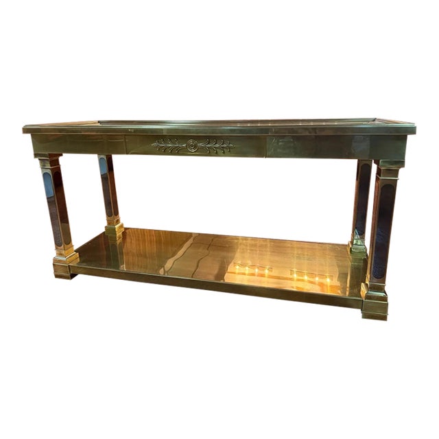 Hollywood Regency Neoclassical Style Brass Console Table by Mastercraft For Sale - Image 3 of 14