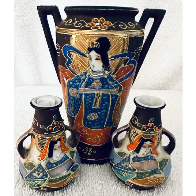Vintage Mini Japanese Vases Hand-Painted 24k Gold Detail - a Set of 11 For Sale - Image 4 of 8
