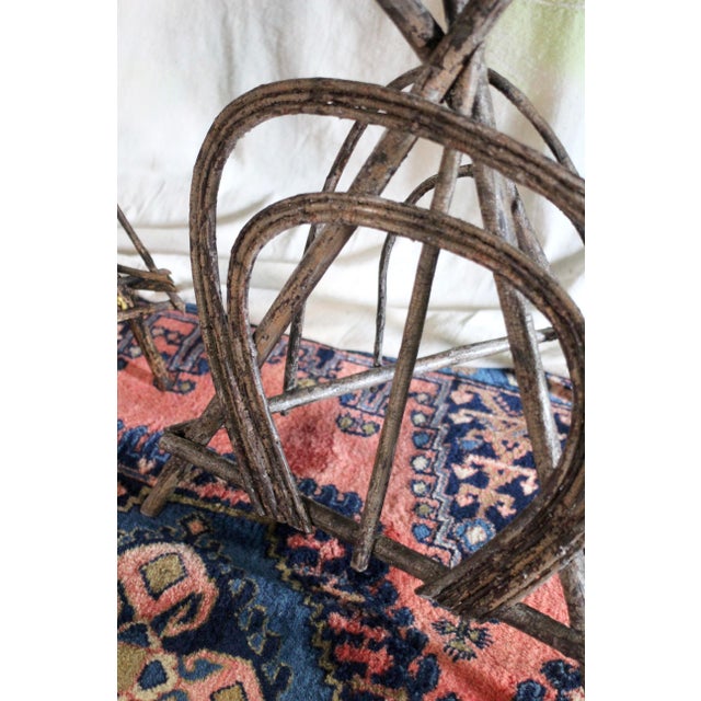 Early 20th Century Antique Adirondack Twig Side Table With Star Motif and Green Paint For Sale - Image 5 of 9