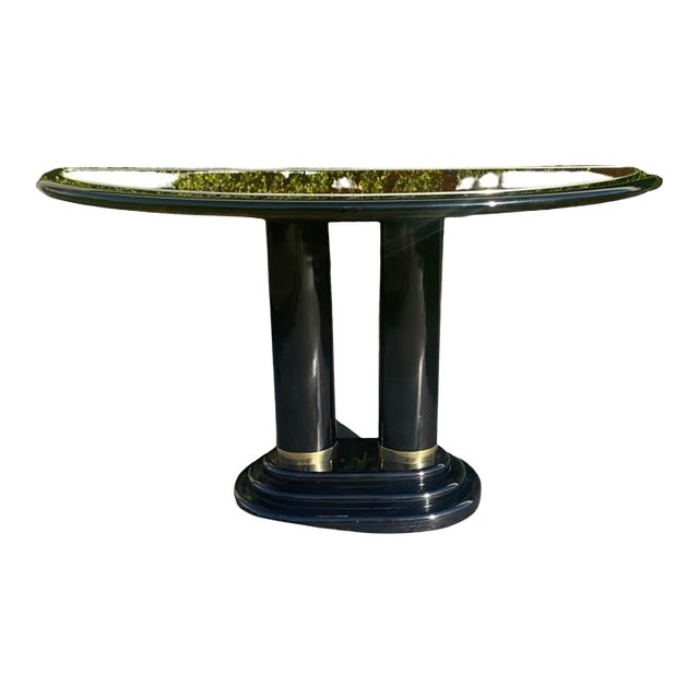 Henredon Scene Three Burl Wood & Black Lacquer Console Table Chairish