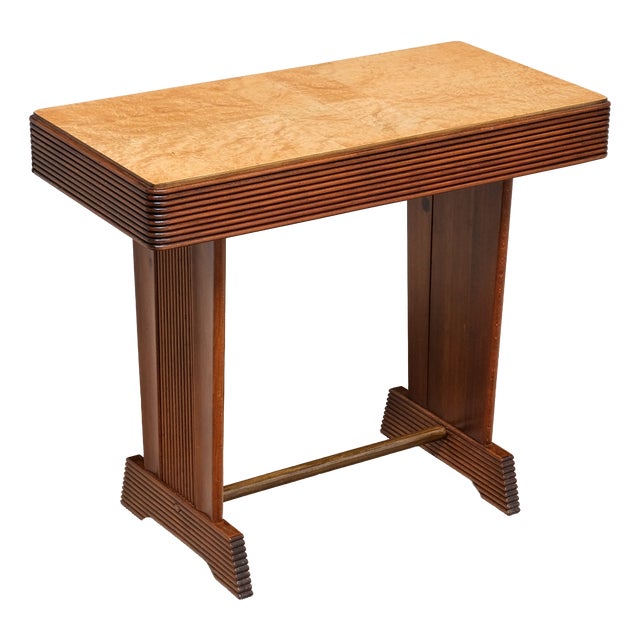 Grissinato Console Table in Walnut and Burl attributed to Gio Ponti, Italy, 1930s For Sale