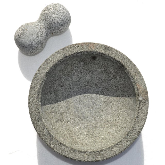 Vintage Ancient Art Granite Molcajete Spice Grinder 8-Inch Usa Imusa For Sale - Image 11 of 14