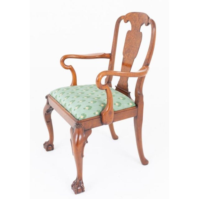 Queen Anne Burr Walnut Dining Chairs, 1890s, Set of 8 For Sale - Image 3 of 10