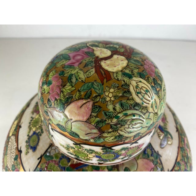 Vintage Hand Painted Chinese Export Ginger Jar With Lid For Sale - Image 10 of 12