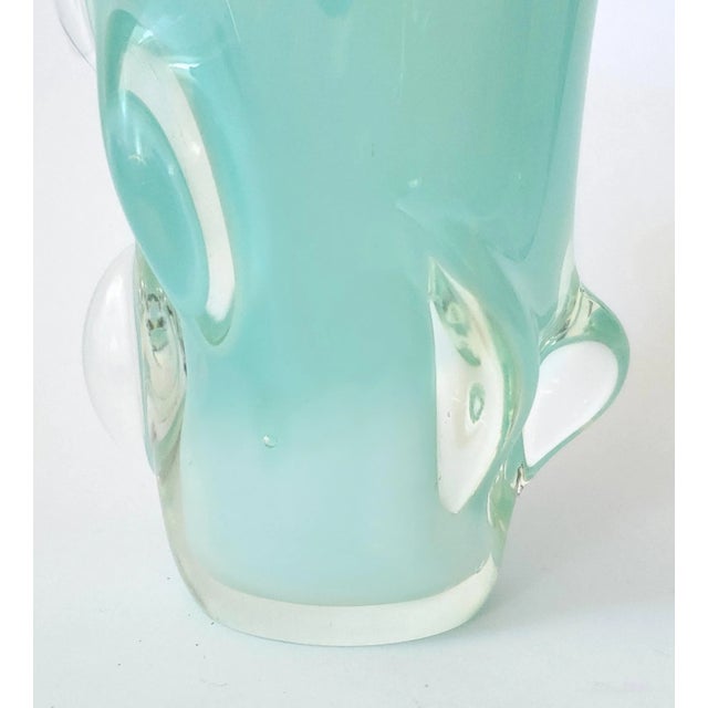Glass Murano Vase Blue Glass Signed For Sale - Image 7 of 11