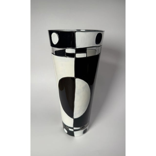 Mid-Century Modern Art Deco Geometric Art Glass Vase Styled After Karl Palda For Sale - Image 3 of 12