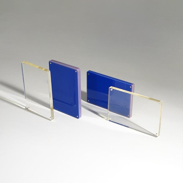 Blue and Clear Photo Frames, 1970s, Set of 2 For Sale - Image 9 of 14