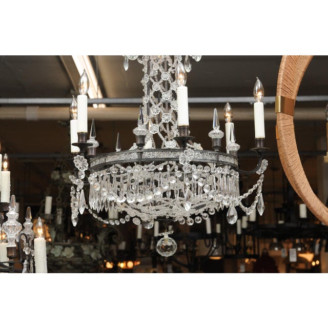 1940s Baroque Italian Bronze & Crystal Chandelier For Sale - Image 14 of 15