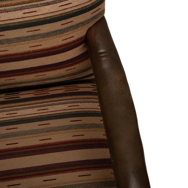 Tan 1990s Hancock & Moore Louis XIII French Style Barley Twist Throne Armchairs W/ Southwestern Wool Geometric Fabric For Sale - Image 8 of 17