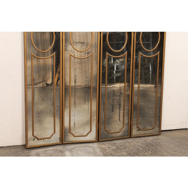 Silver Mid 20th Century Antiqued Glass Folding Screen For Sale - Image 8 of 14