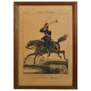 19th Century Framed Empire Period Engraving of French Cavalry