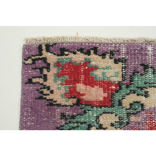1970s Vintage Turkish Handmade Wool Cotton Purple Area Rug For Sale - Image 9 of 13