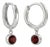 Natural Garnet Huggie Hoops, 925 Sterling Silver Handmade Earrings - A Pair For Sale