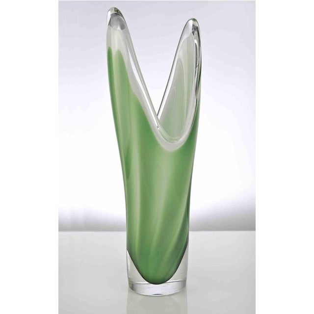 Vintage Green Glass Vase, Italy, 1970s For Sale - Image 3 of 5