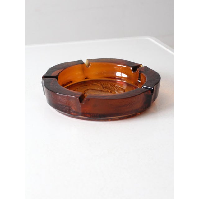 Vintage Amber Glass Eagle Ashtray For Sale - Image 4 of 9