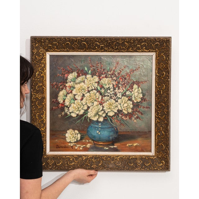 Early 20th Century Belgium Blue Canvas Painting For Sale - Image 11 of 15