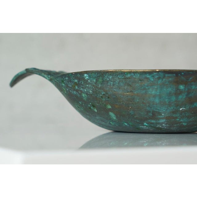 Metal Bowl in Verdigris Patinated Bronze, 1950s For Sale - Image 7 of 12