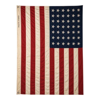 Large Vintage Valley Forge 48-Star Sewn American Flag, Red, White & Blue For Sale