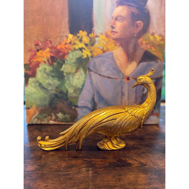 Vintage Syroco Gold Gilt Pheasant Peacock Bird Figurines (A Pair) For Sale - Image 6 of 6