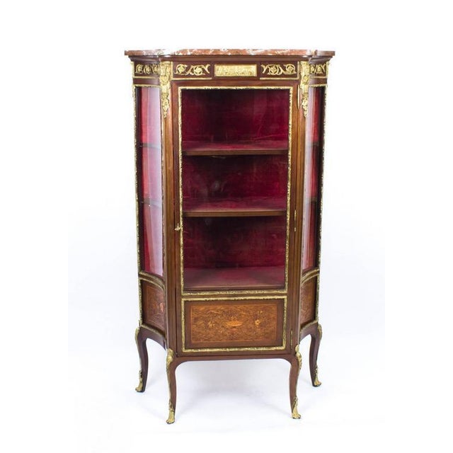 Brown 19th Century French Louis Revival Parquetry Display Cabinet For Sale - Image 8 of 10