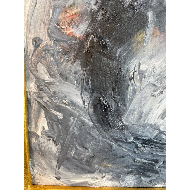 Textile Original Abstract Expressionist Oil Painting in Ornate Vintage Gilded Frame For Sale - Image 7 of 11
