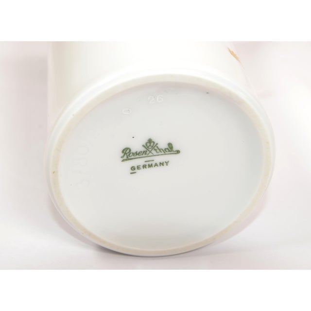 1960s Original Rosenthal White Porcelain Flower Vase Hand Painted Gold Leaf Flowers For Sale - Image 11 of 12