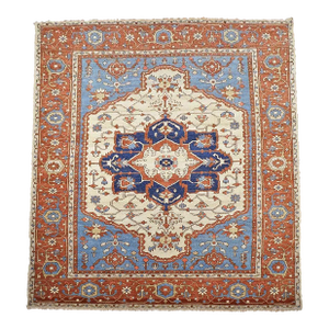 21st Century Afghan Sultanabad Wool 5x7 Rust, Ivory, & Blue Handmade Area Rug #1143113