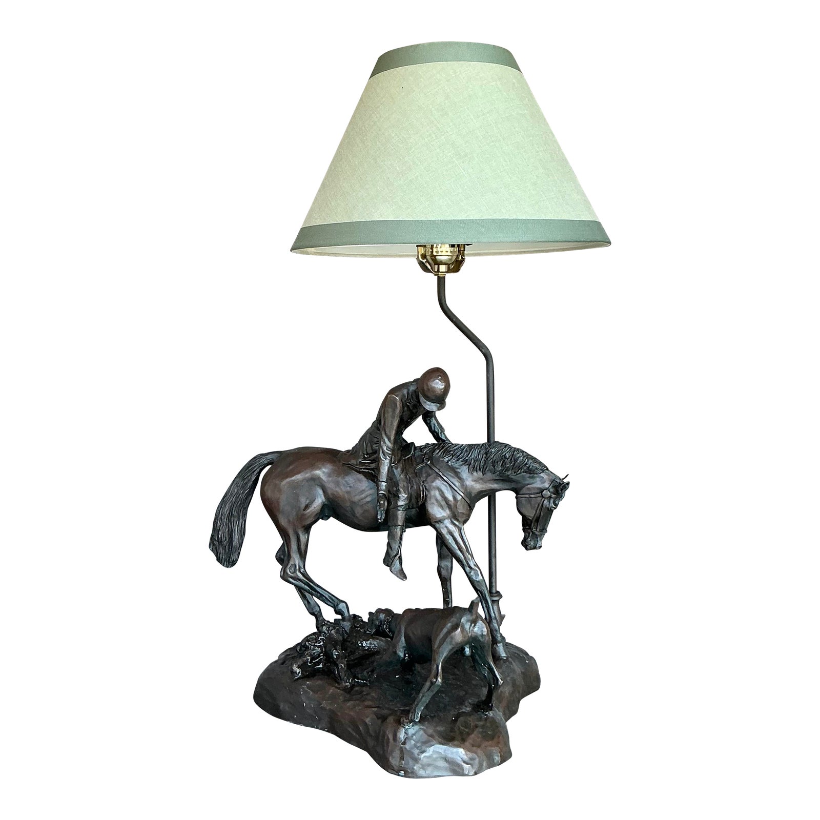 Vintage Boho Bronze Horse and Rider Lamp | Chairish