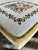 Mid 20th Century Mid-Century Modern Needlepoint & Chartreuse Velvet Footstool — Vintage Square Ottoman With Tapered Walnut Legs and Brass Ferrule Accents For Sale - Image 5 of 18
