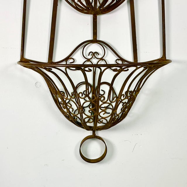 Metal 1950s Vintage Italian Mediterranean Boho Chic 2 Tier Ironwork Jardinere Planter, Wall Mounted. For Sale - Image 7 of 14