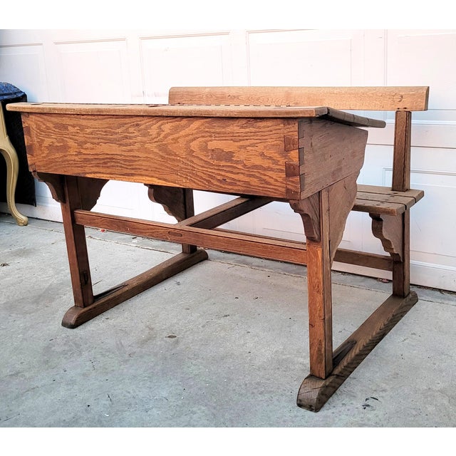 Antique Double School Desk With BuiltIn Bench Chairish