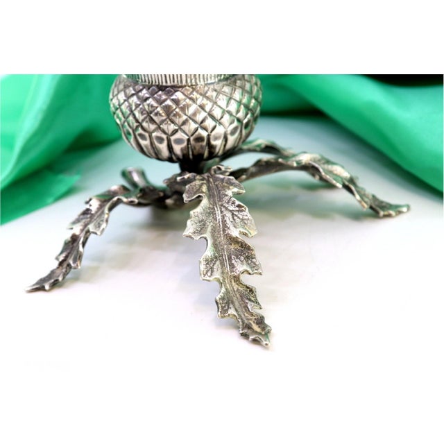 Silver Toothpick Holder with Cut-Out Leaf Applications For Sale - Image 6 of 9