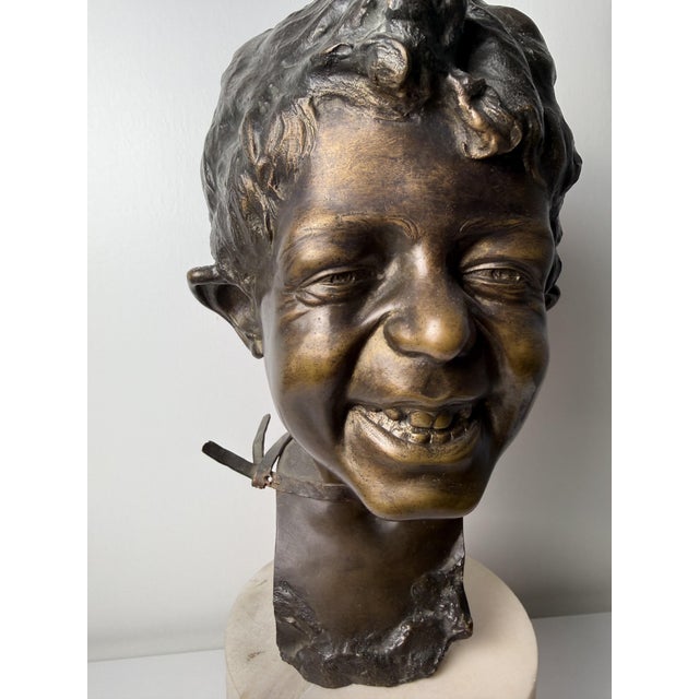 Early 19th Century Head of a Neapolitan Street Urchin, Late 19th Century, Bronze on Marble Base For Sale - Image 5 of 18