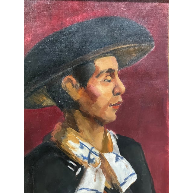 This striking portrait of a matador in profile is the work of American artist and designer Vernon Grimmer (20th Century)....
