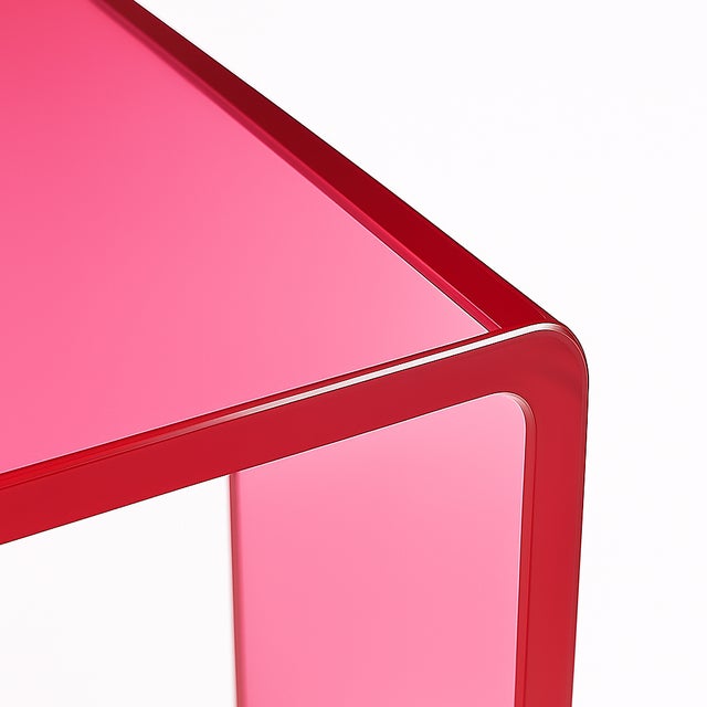 Acrylic Double-Decker Transparent Fuschia Console For Sale - Image 4 of 5