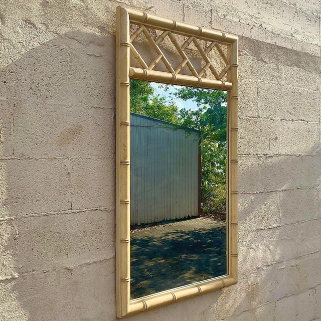 Beige Vintage Chinese Chippendale Wood Vertical Mirror For Sale - Image 8 of 8