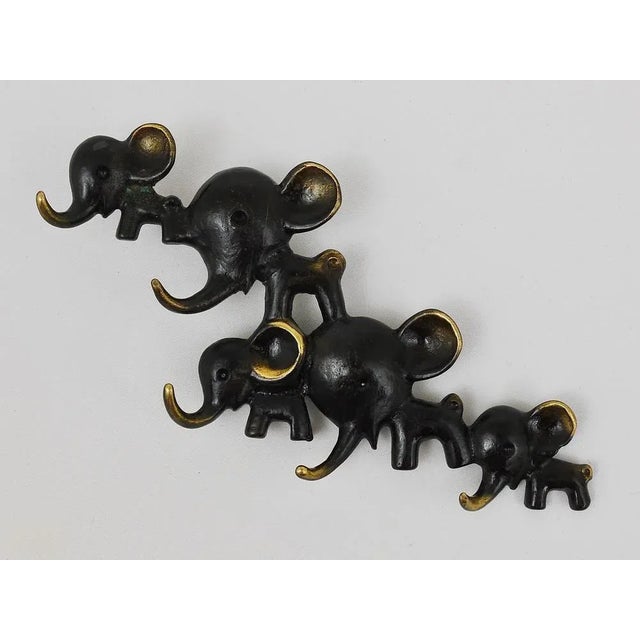 Brass Elephant Key Hanger attributed to Walter Bosse for Hertha Baller, Austria, 1950s For Sale - Image 3 of 9