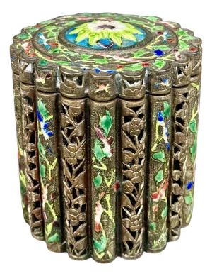Antique Chinese Cloisonné Trinket Box – Early 20th Century Floral Enamel - Republic Period